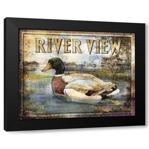 Duck Sign I Black Modern Wood Framed Art Print by Brent, Paul