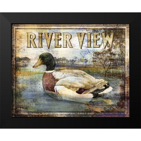 Duck Sign I Black Modern Wood Framed Art Print by Brent, Paul
