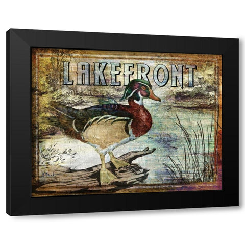 Duck Sign II Black Modern Wood Framed Art Print with Double Matting by Brent, Paul