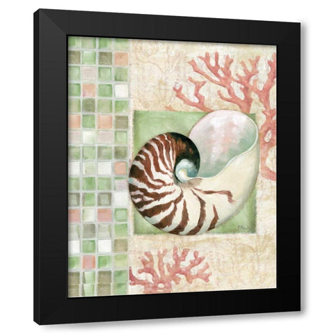 Mosaic Shell Collage I Black Modern Wood Framed Art Print with Double Matting by Brent, Paul