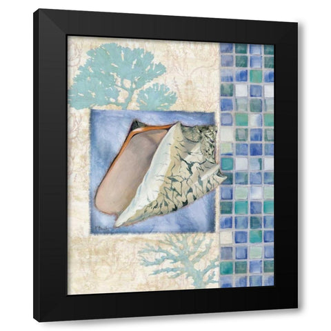 Mosaic Shell Collage III Black Modern Wood Framed Art Print with Double Matting by Brent, Paul