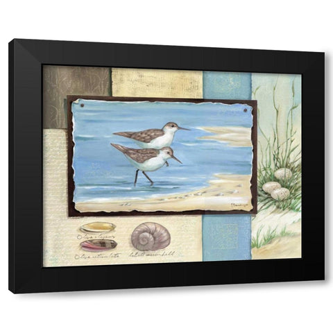 Sandpiper Collage I Black Modern Wood Framed Art Print with Double Matting by Brent, Paul