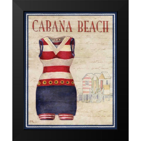 Cabana Beach Black Modern Wood Framed Art Print by Brent, Paul