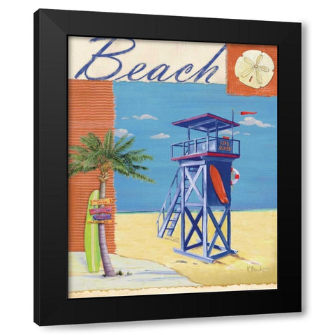 Lifeguard Collage III Black Modern Wood Framed Art Print by Brent, Paul