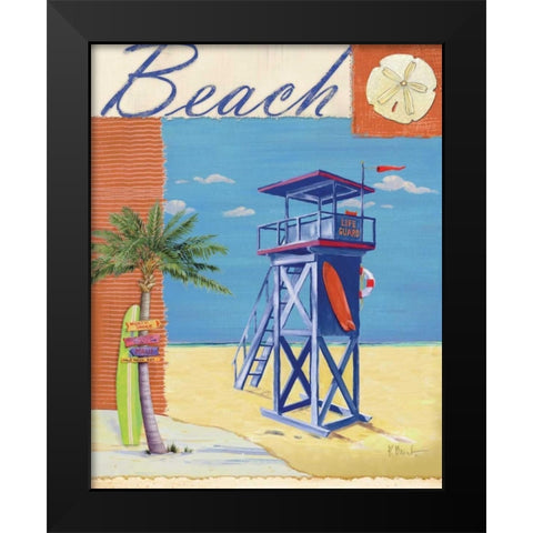 Lifeguard Collage III Black Modern Wood Framed Art Print by Brent, Paul