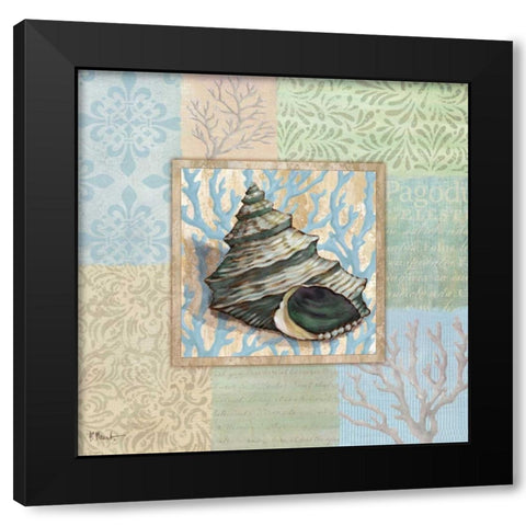 Oceanic Shell Collage II Black Modern Wood Framed Art Print with Double Matting by Brent, Paul