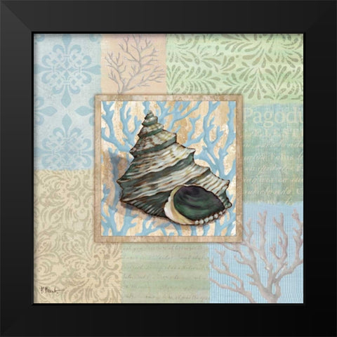 Oceanic Shell Collage II Black Modern Wood Framed Art Print by Brent, Paul