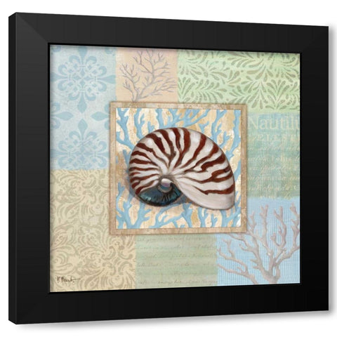 Oceanic Shell Collage III Black Modern Wood Framed Art Print with Double Matting by Brent, Paul