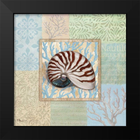 Oceanic Shell Collage III Black Modern Wood Framed Art Print by Brent, Paul