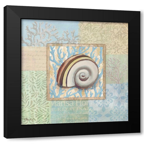 Oceanic Shell Collage IV Black Modern Wood Framed Art Print by Brent, Paul