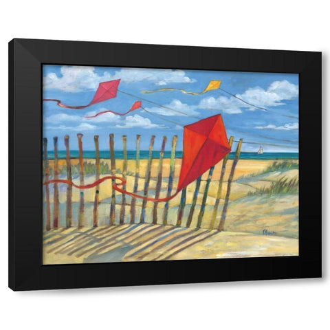 Beach Kites Red Black Modern Wood Framed Art Print with Double Matting by Brent, Paul
