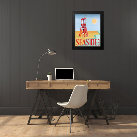 Beach Watch I Black Modern Wood Framed Art Print by Brent, Paul