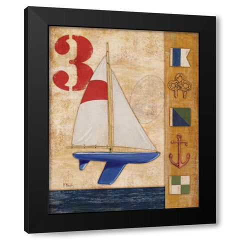 Model Yacht Collage II Black Modern Wood Framed Art Print with Double Matting by Brent, Paul