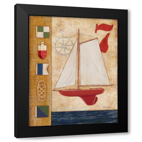 Model Yacht Collage III Black Modern Wood Framed Art Print with Double Matting by Brent, Paul