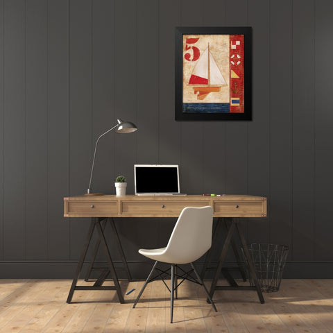 Model Yacht Collage IV Black Modern Wood Framed Art Print by Brent, Paul