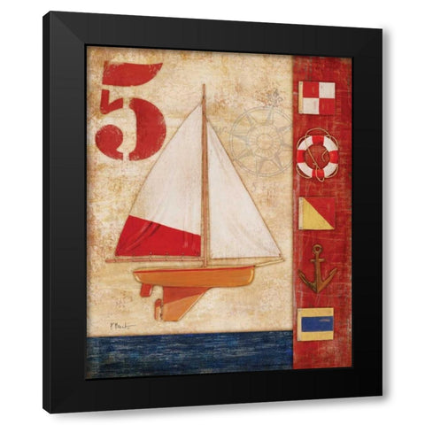 Model Yacht Collage IV Black Modern Wood Framed Art Print with Double Matting by Brent, Paul