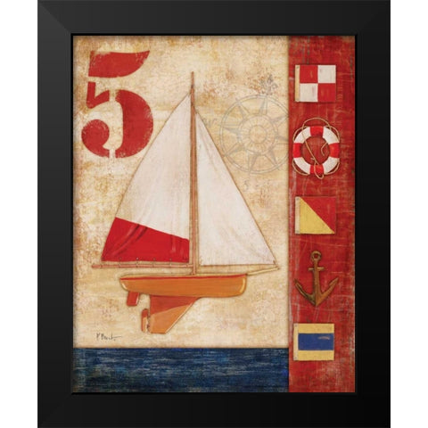 Model Yacht Collage IV Black Modern Wood Framed Art Print by Brent, Paul
