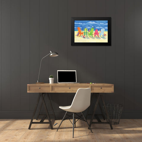 Brighton Chairs Black Modern Wood Framed Art Print by Brent, Paul