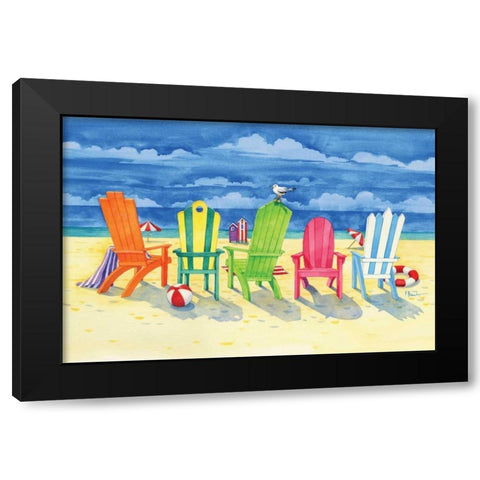Brighton Chairs Black Modern Wood Framed Art Print by Brent, Paul