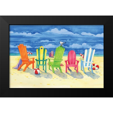 Brighton Chairs Black Modern Wood Framed Art Print by Brent, Paul
