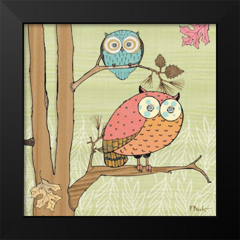 Pastel Owls I Black Modern Wood Framed Art Print by Brent, Paul