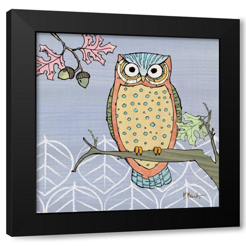 Pastel Owls II Black Modern Wood Framed Art Print with Double Matting by Brent, Paul