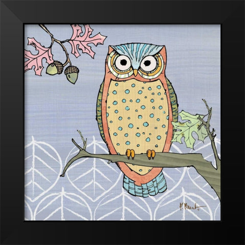 Pastel Owls II Black Modern Wood Framed Art Print by Brent, Paul