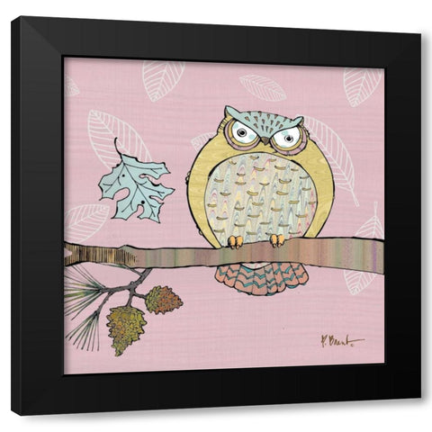 Pastel Owls III Black Modern Wood Framed Art Print with Double Matting by Brent, Paul