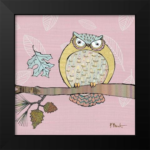 Pastel Owls III Black Modern Wood Framed Art Print by Brent, Paul