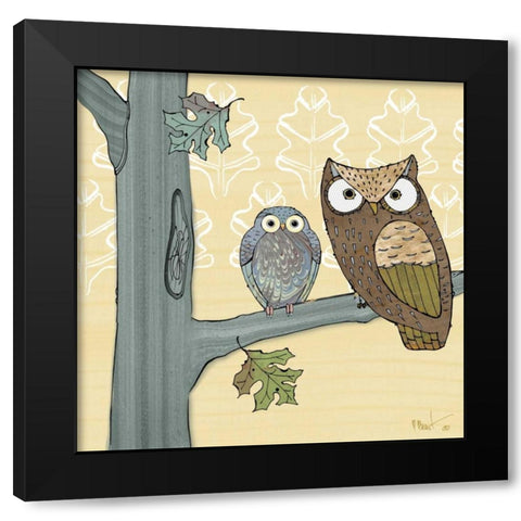 Pastel Owls IV Black Modern Wood Framed Art Print with Double Matting by Brent, Paul