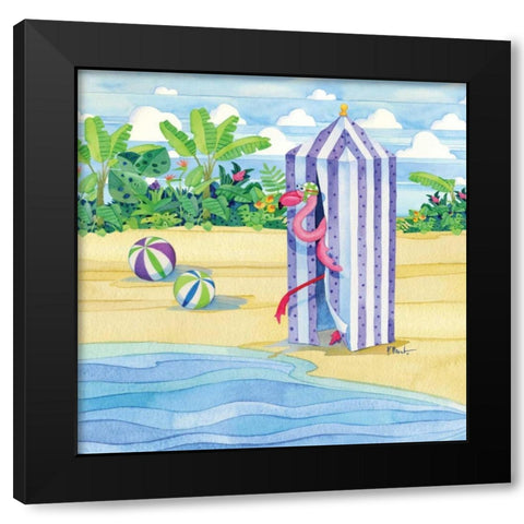 Cabana Flamingo Black Modern Wood Framed Art Print with Double Matting by Brent, Paul