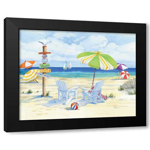 Beachside Chairs Black Modern Wood Framed Art Print by Brent, Paul
