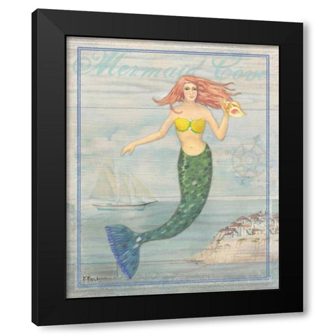 Mermaid Cove Black Modern Wood Framed Art Print by Brent, Paul