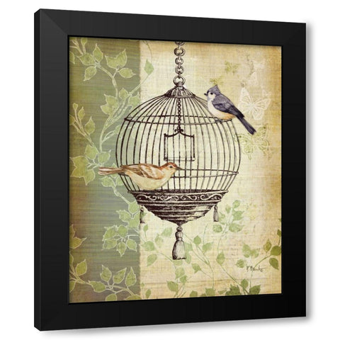 Botanical Birdcage I Black Modern Wood Framed Art Print with Double Matting by Brent, Paul