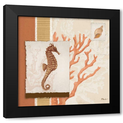 Aquarius Coral Sq II Black Modern Wood Framed Art Print with Double Matting by Brent, Paul