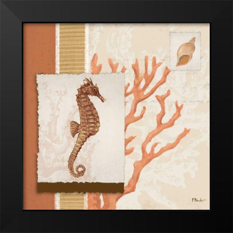 Aquarius Coral Sq II Black Modern Wood Framed Art Print by Brent, Paul