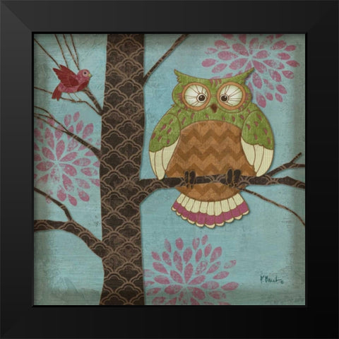 Fantasy Owls I Black Modern Wood Framed Art Print by Brent, Paul