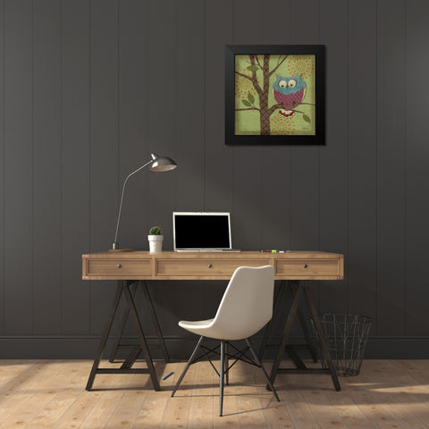 Fantasy Owls III Black Modern Wood Framed Art Print by Brent, Paul
