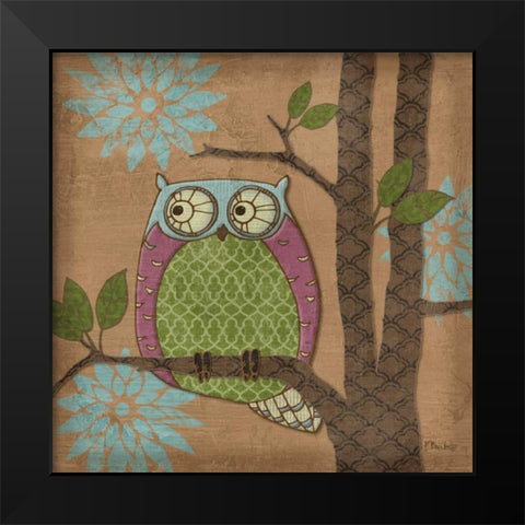 Fantasy Owls IV Black Modern Wood Framed Art Print by Brent, Paul