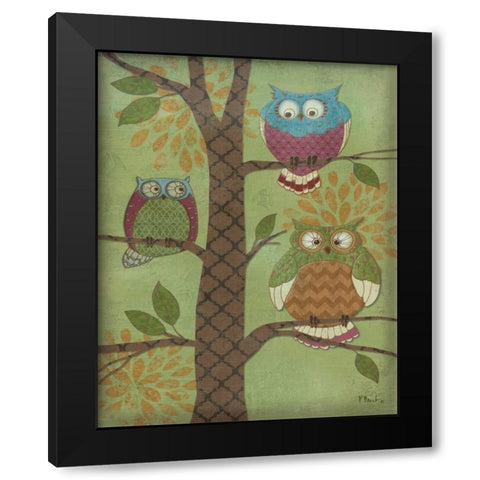 Fantasy Owls Vertical I Black Modern Wood Framed Art Print by Brent, Paul