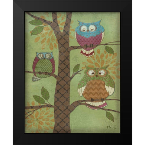 Fantasy Owls Vertical I Black Modern Wood Framed Art Print by Brent, Paul