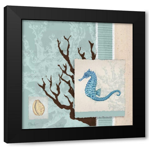 Aquarius Blue Sq II Black Modern Wood Framed Art Print with Double Matting by Brent, Paul