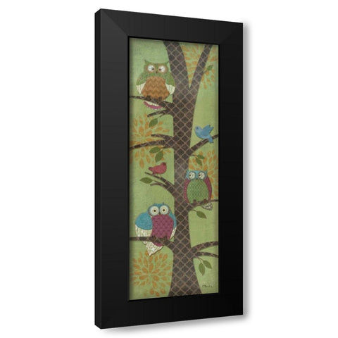 Fantasy Owls Panel I Black Modern Wood Framed Art Print with Double Matting by Brent, Paul