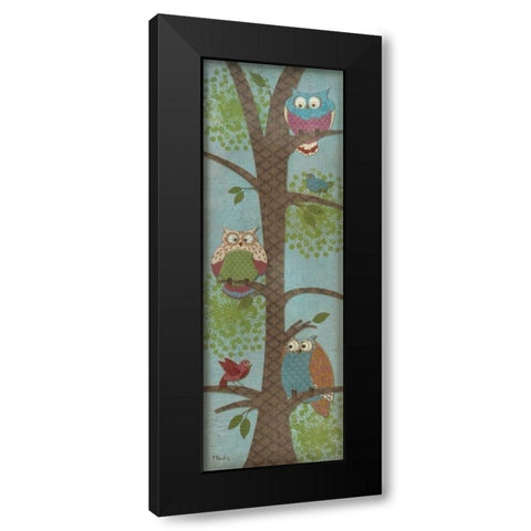 Fantasy Owls Panel II Black Modern Wood Framed Art Print with Double Matting by Brent, Paul