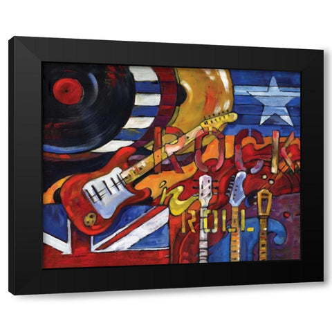 Rock N Roll Black Modern Wood Framed Art Print with Double Matting by Brent, Paul