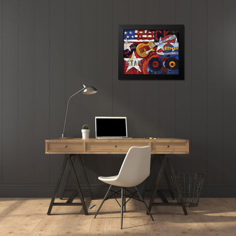 Rockstar Black Modern Wood Framed Art Print by Brent, Paul