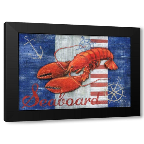 Maritime Lobster Black Modern Wood Framed Art Print with Double Matting by Brent, Paul
