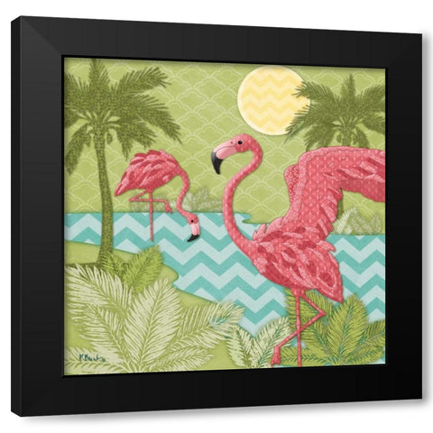 Island Flamingo II Black Modern Wood Framed Art Print with Double Matting by Brent, Paul