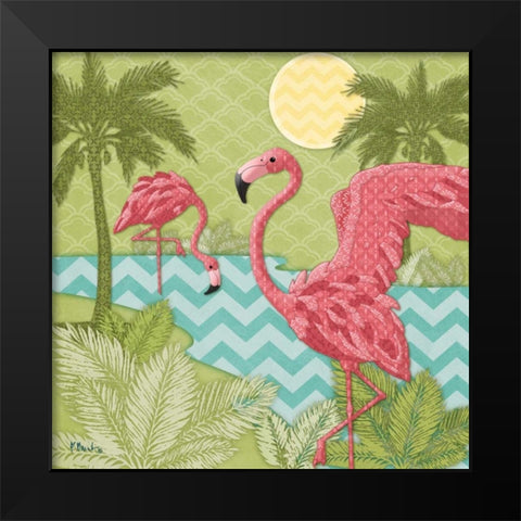 Island Flamingo II Black Modern Wood Framed Art Print by Brent, Paul