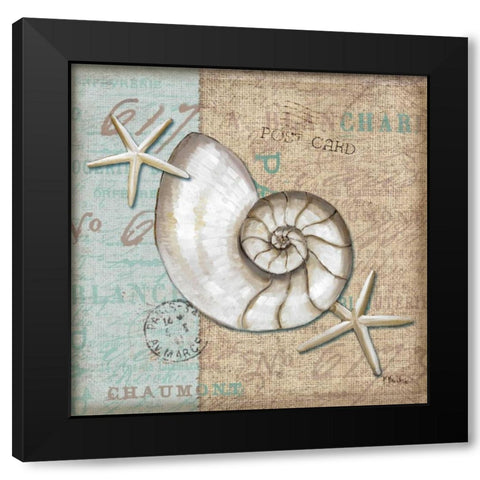 Linen Shells III Black Modern Wood Framed Art Print with Double Matting by Brent, Paul